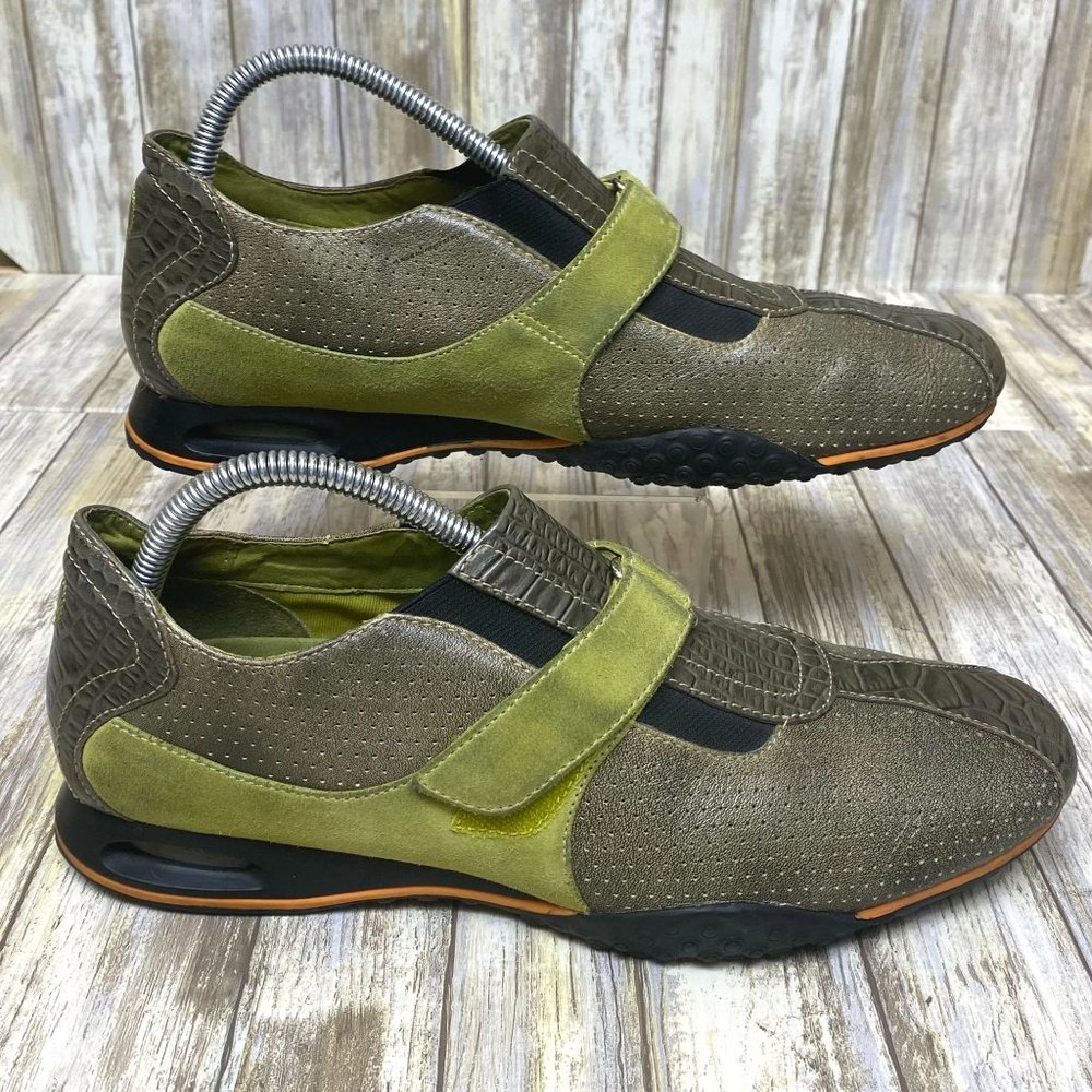 Cole Haan x Nike Air Green Leather Driving Shoes Sneakers with Strap- Men's 9 US